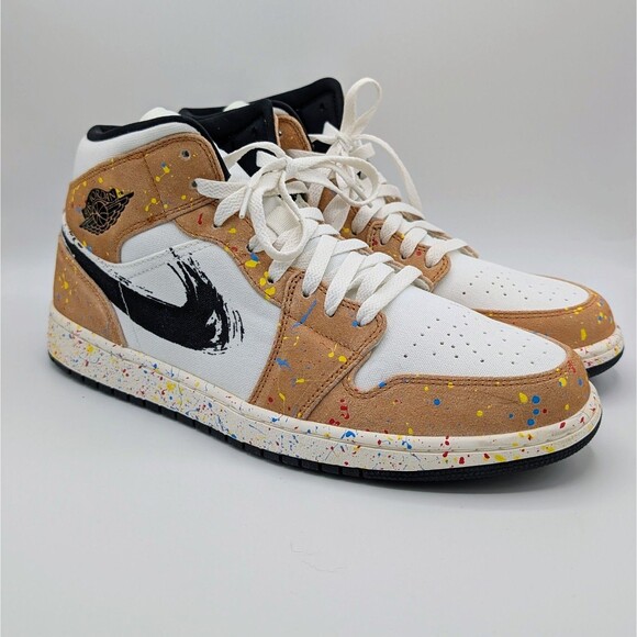 Jordan Other - Nike Air Jordan 1 SE Mid Brushstroke Paint Splatter DA8005-100 Mens Size 12
